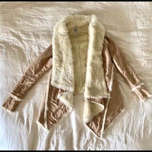 Shearling Fur & Suede Asymmetrical Coat (UNIF)